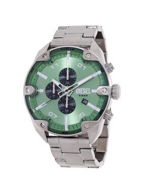 NWT Diesel Spiked Chronograph Quartz Green Dial Men's Watch